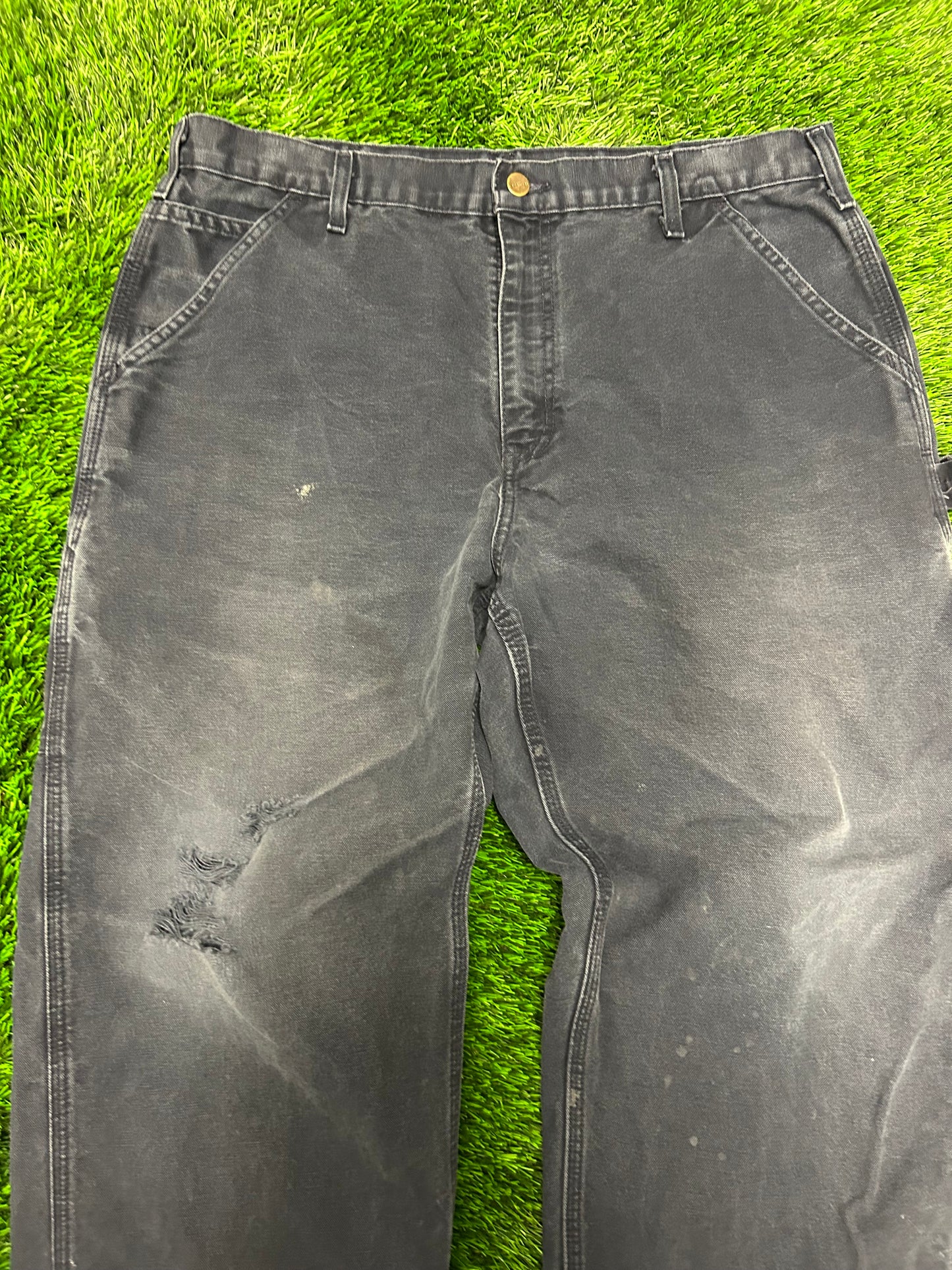 2008 Carhartt Navy Vintage Distressed Carpenter Pants (36 x 30)
