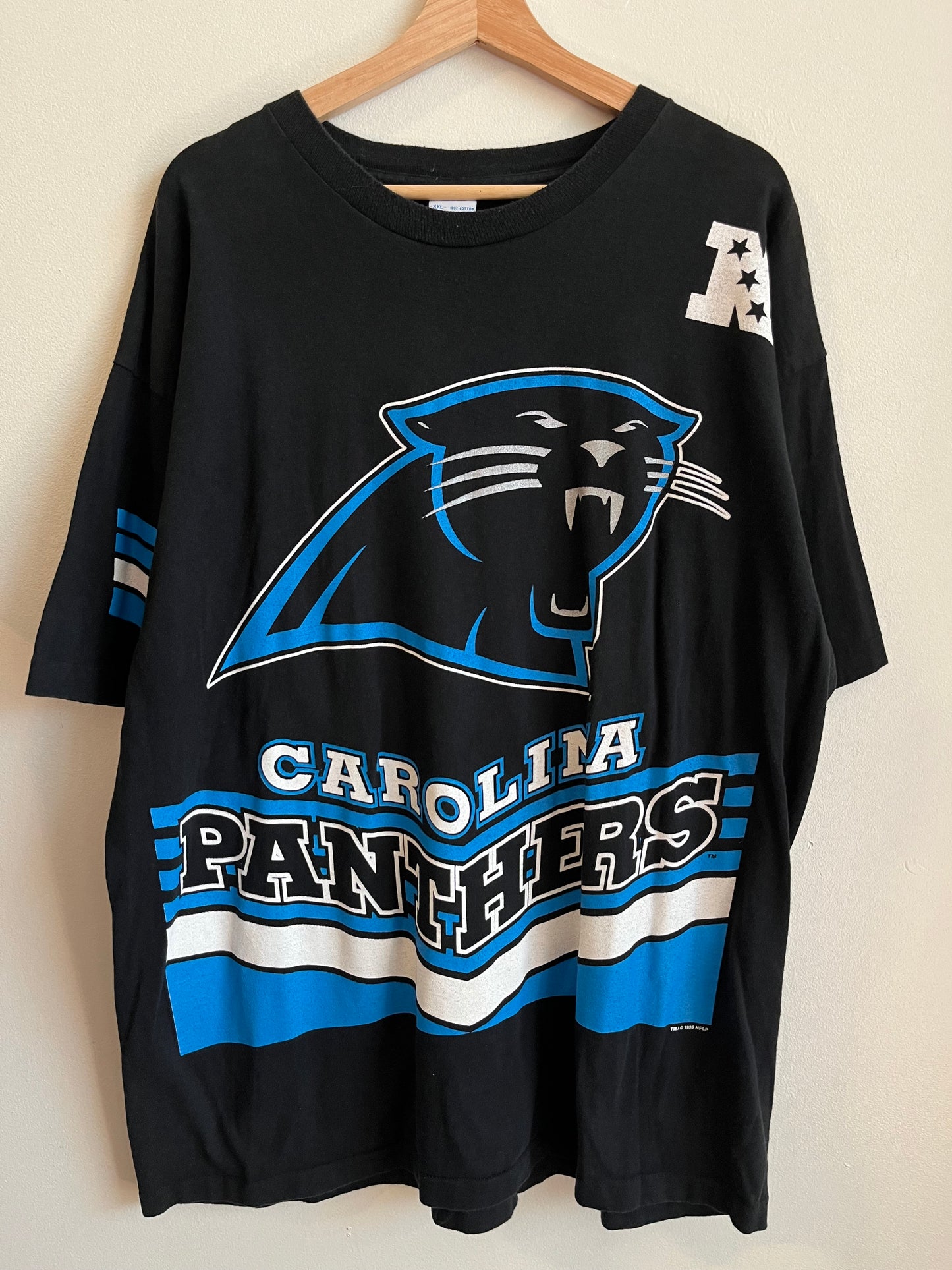 1995 Carolina Panthers Black Salem AOP Tee (XXL)