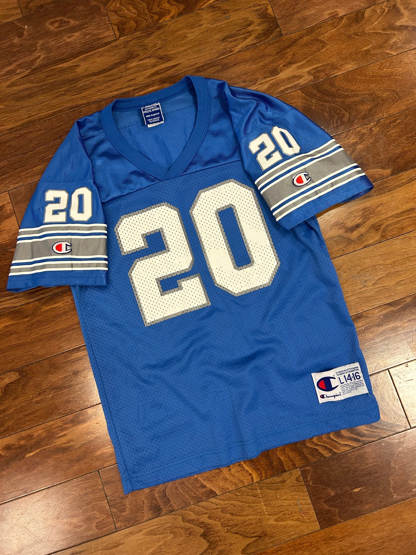 90s Detroit Lions Barry Sanders #20 Vintage Champion NFL Jersey (Youth L)
