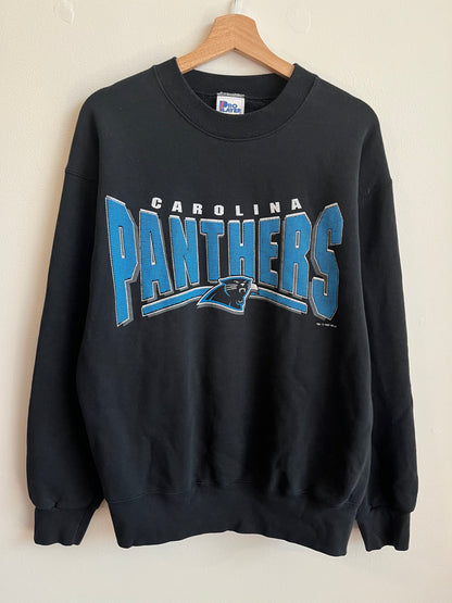 1997 Carolina Panthers Spell Out Pro Player NFL Black Crewneck (L)