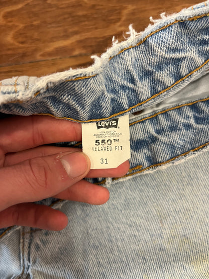 1996 Levi's 550 Orange Tab Distressed Jean Shorts (30)