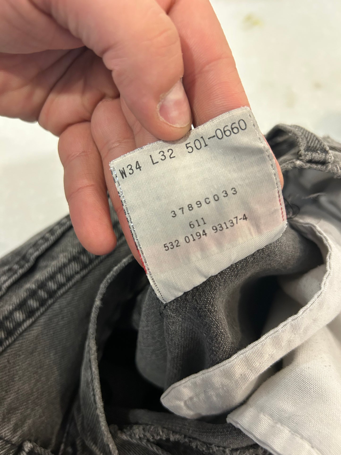 1994 Levi's 501 Vintage Faded Black Jeans (31 x 32)