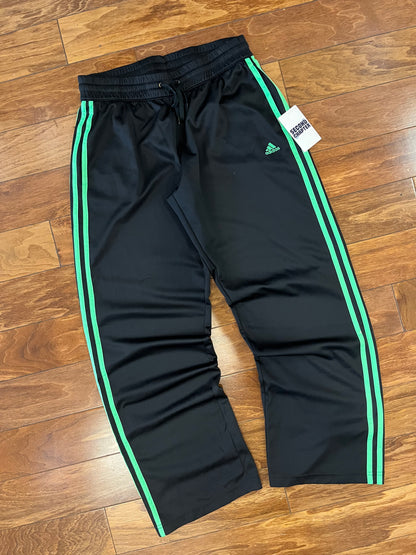 2010s Adidas Black/Neon Striped Track Pants (L)