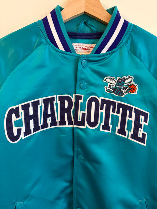 Charlotte Hornets Mitchell & Ness Teal Satin Jacket (S)