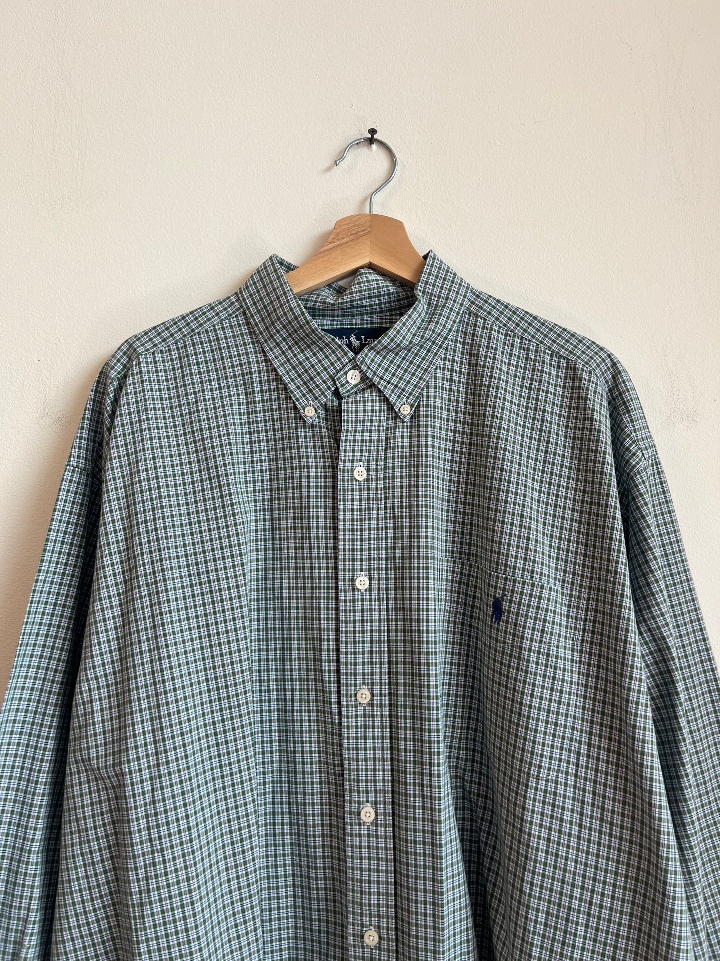 00s Polo Ralph Lauren Green Button Down Polo Shirt (XXL)