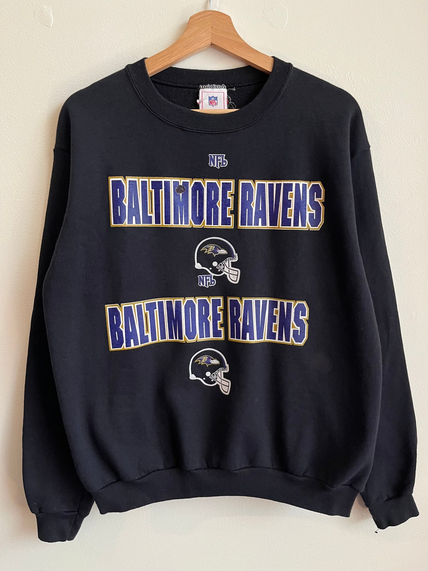 00s Baltimore Ravens Black NFL Spell Out Crewneck (M)