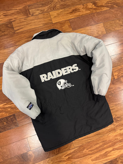 90s Oakland Raiders Vintage Logo 7 Parka Puffer Jacket (M)