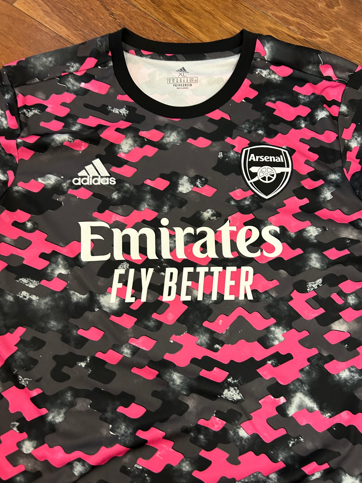 Arsenal FC Adidas Pink/Black Camo Soccer Jersey 2021-22 Kit (XL)