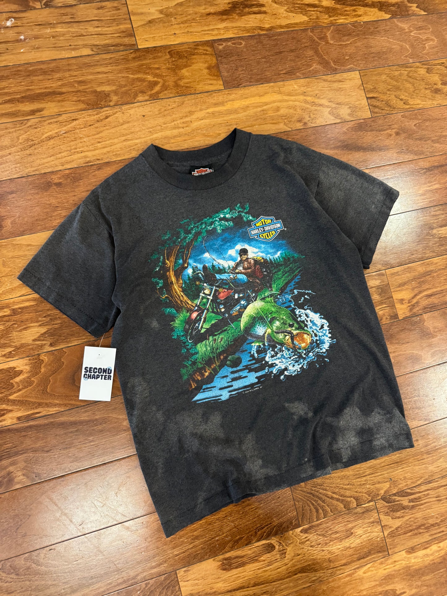 1991 Harley Davidson Acid Wash Fishing Tee (M)