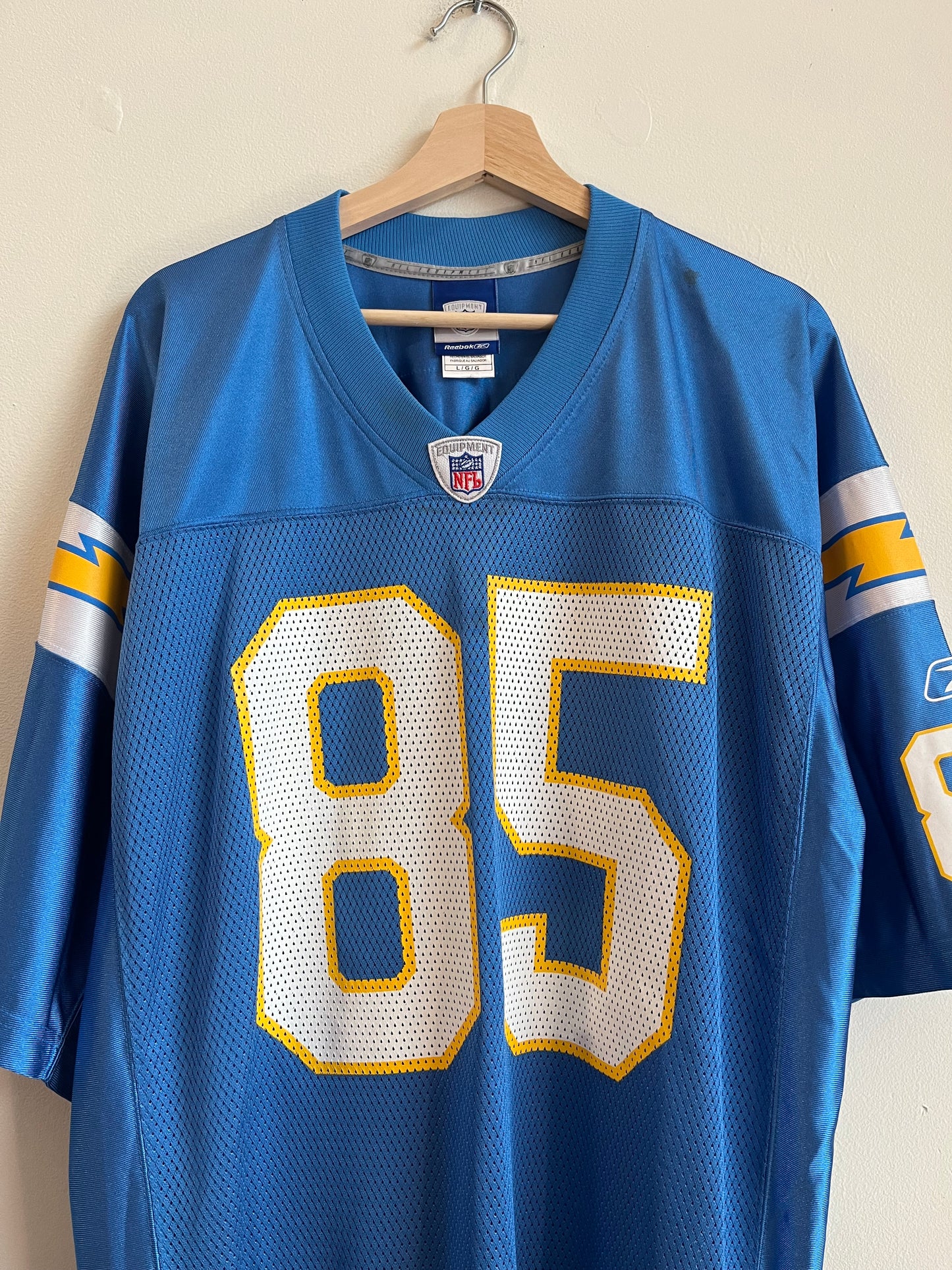 00s San Diego Chargers Antonio Gates Reebok Powder Blue Jersey (L)