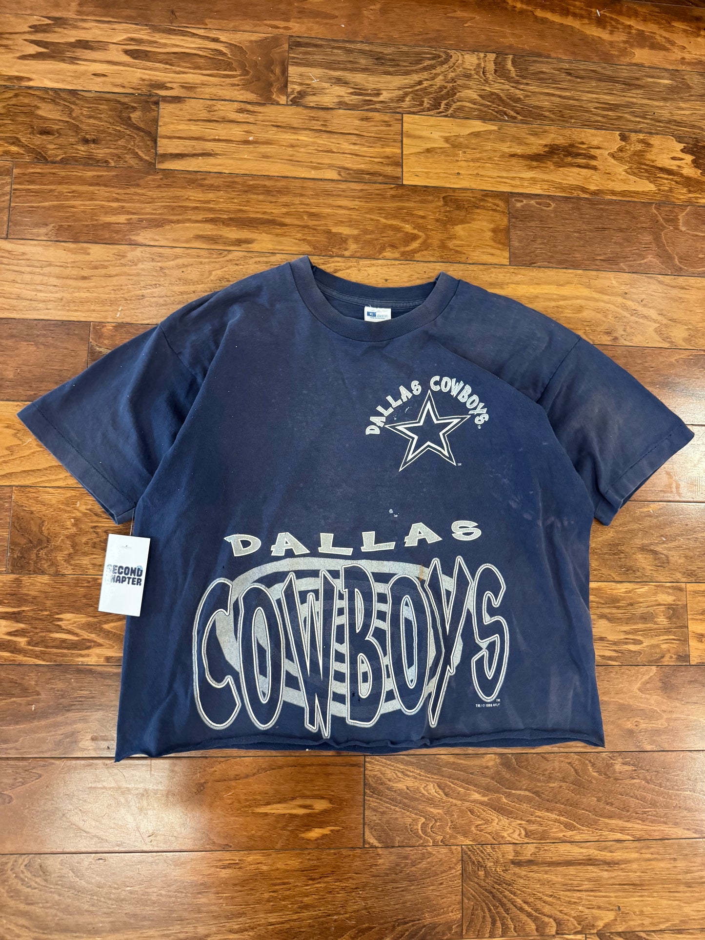 1996 Dallas Cowboys Thrashed Cropped Tee (M)