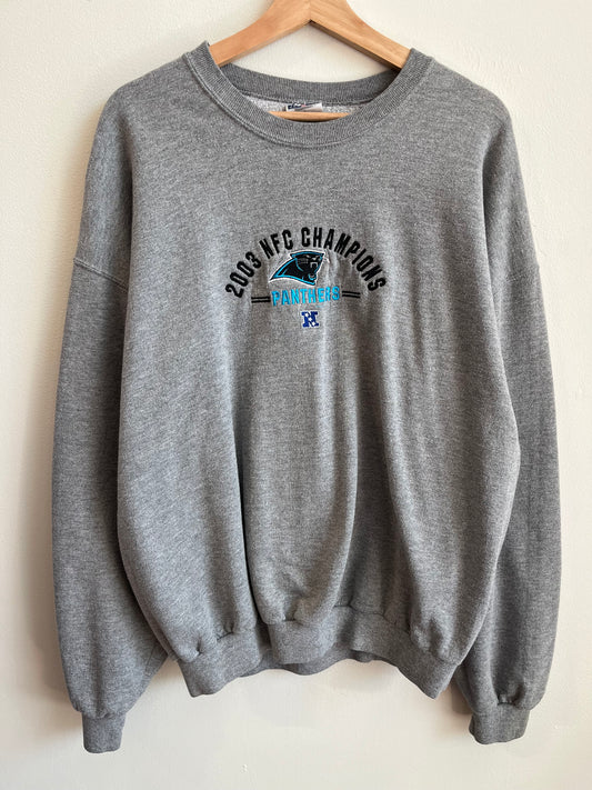 2003 Carolina Panthers Embroidered Grey Crewneck (XL)