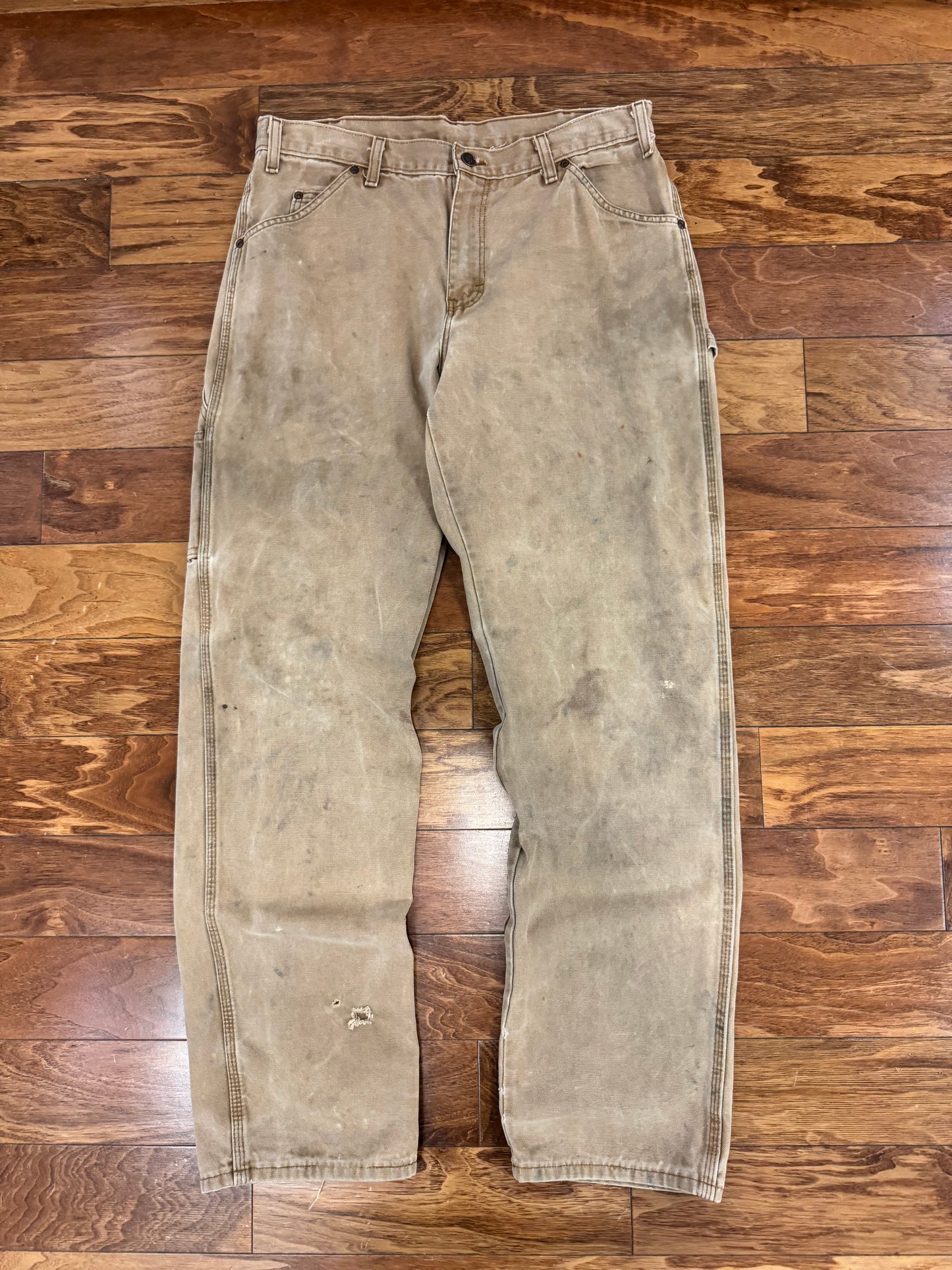00s Dickies Faded Heavily Worn Tan Carpenter Pants (34 x 34)