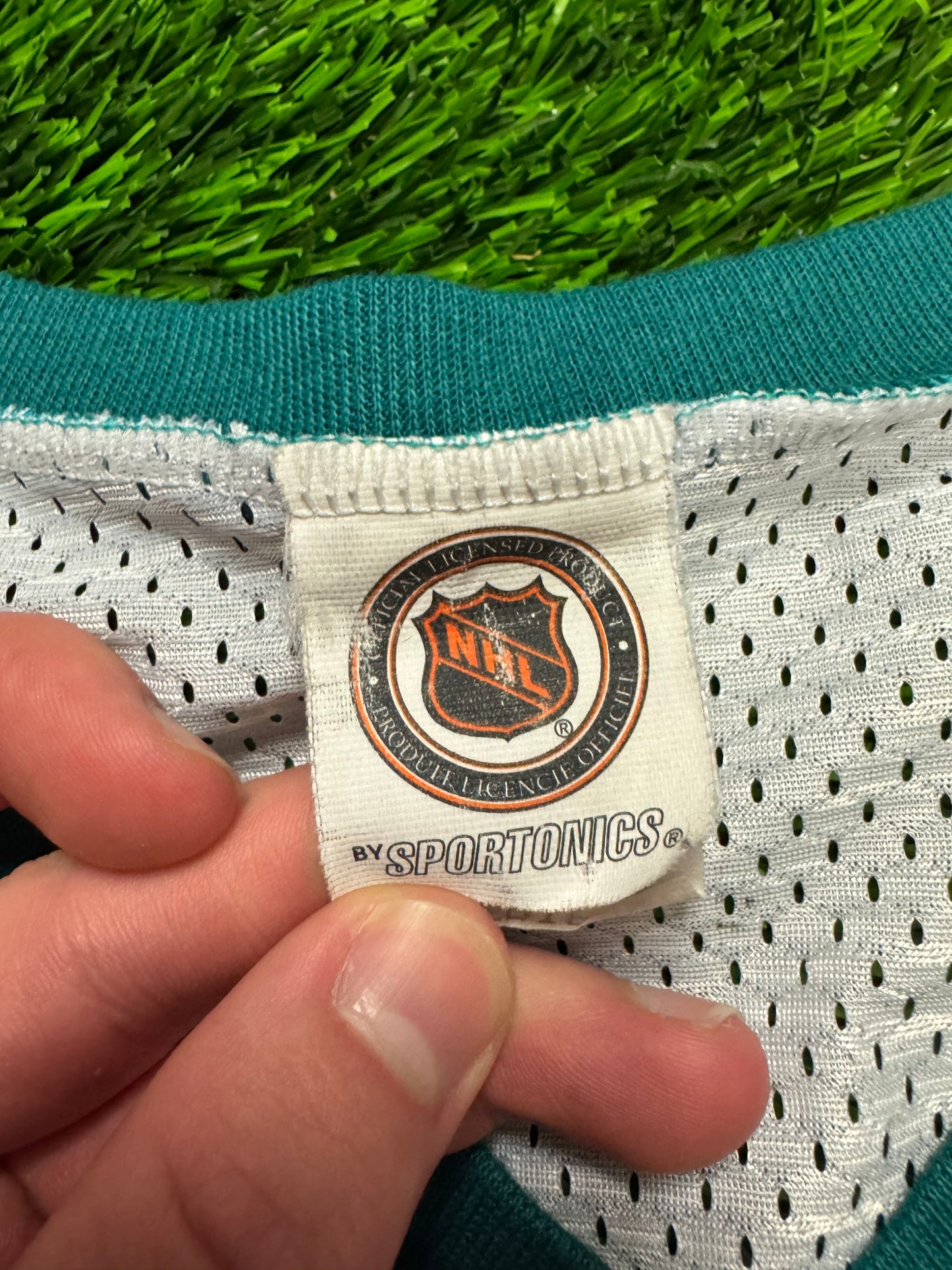 1995 Mighty Ducks Anaheim NHL Sportonics Women's Mesh Jersey (XL)