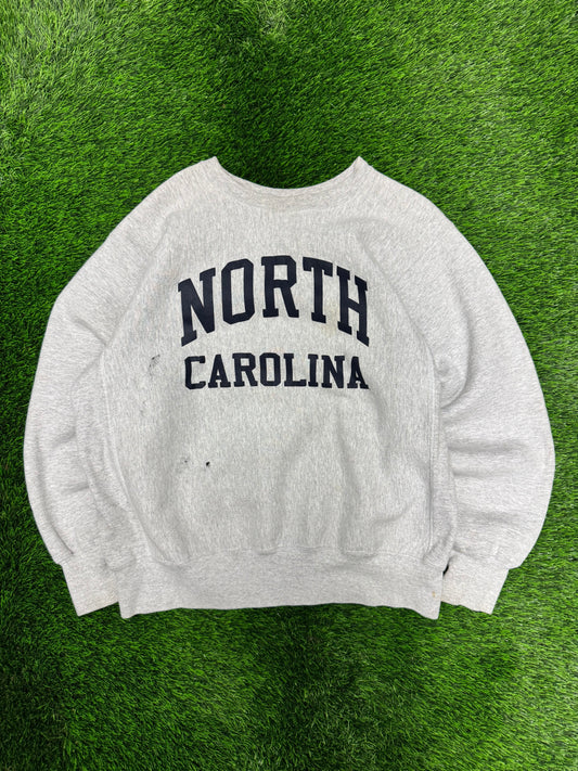 90s University of North Carolina UNC Spell Out Paint Stained Vintage Crewneck (L)