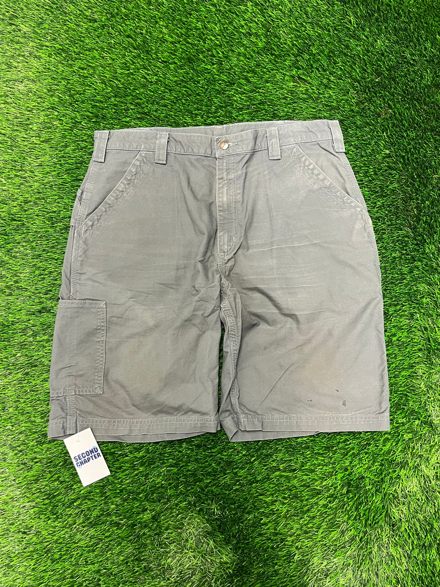 2010s Carhartt Olive Carpenter Workwear Shorts (38)