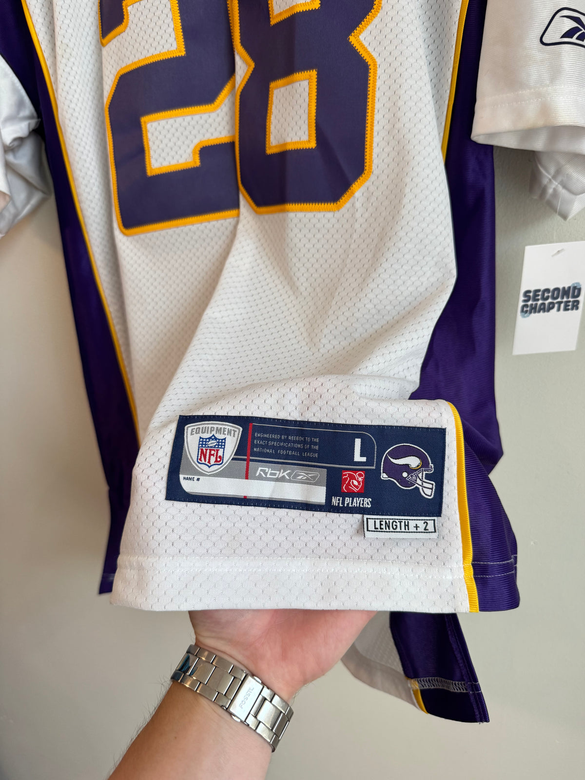00s Minnesota Vikings Stitched Adrian Peterson Reebok Away Jersey (L)