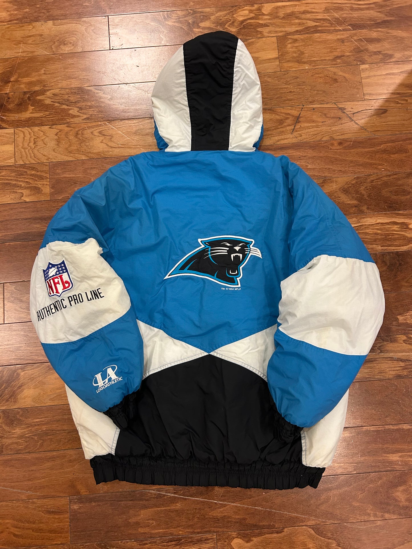 90s Carolina Panthers Logo Athletic Vintage Puffer Jacket (XL)