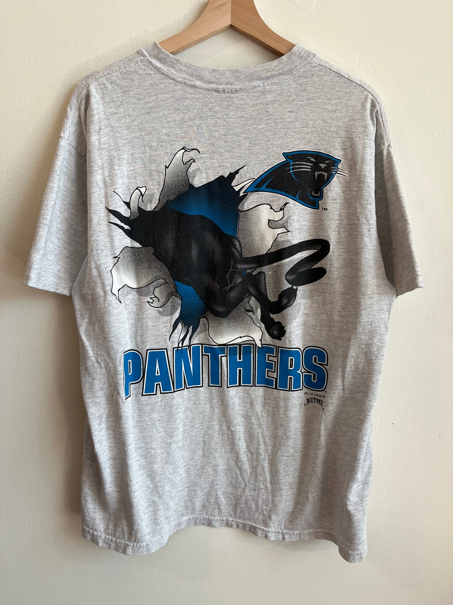 1993 Carlina Panthers NFL Nutmeg Breakthrough Grey Tee (L)
