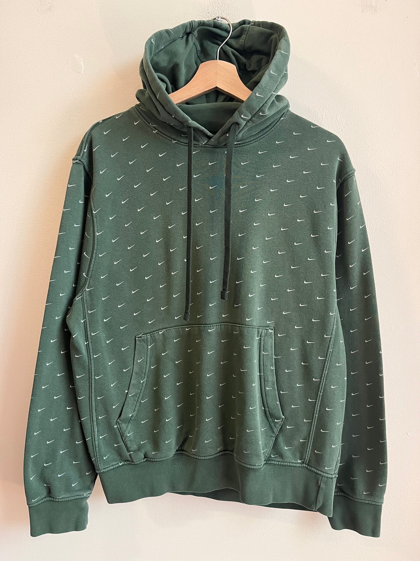 00s Nike All Over Swoosh Green Hoodie (S)