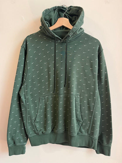 00s Nike All Over Swoosh Green Hoodie (S)