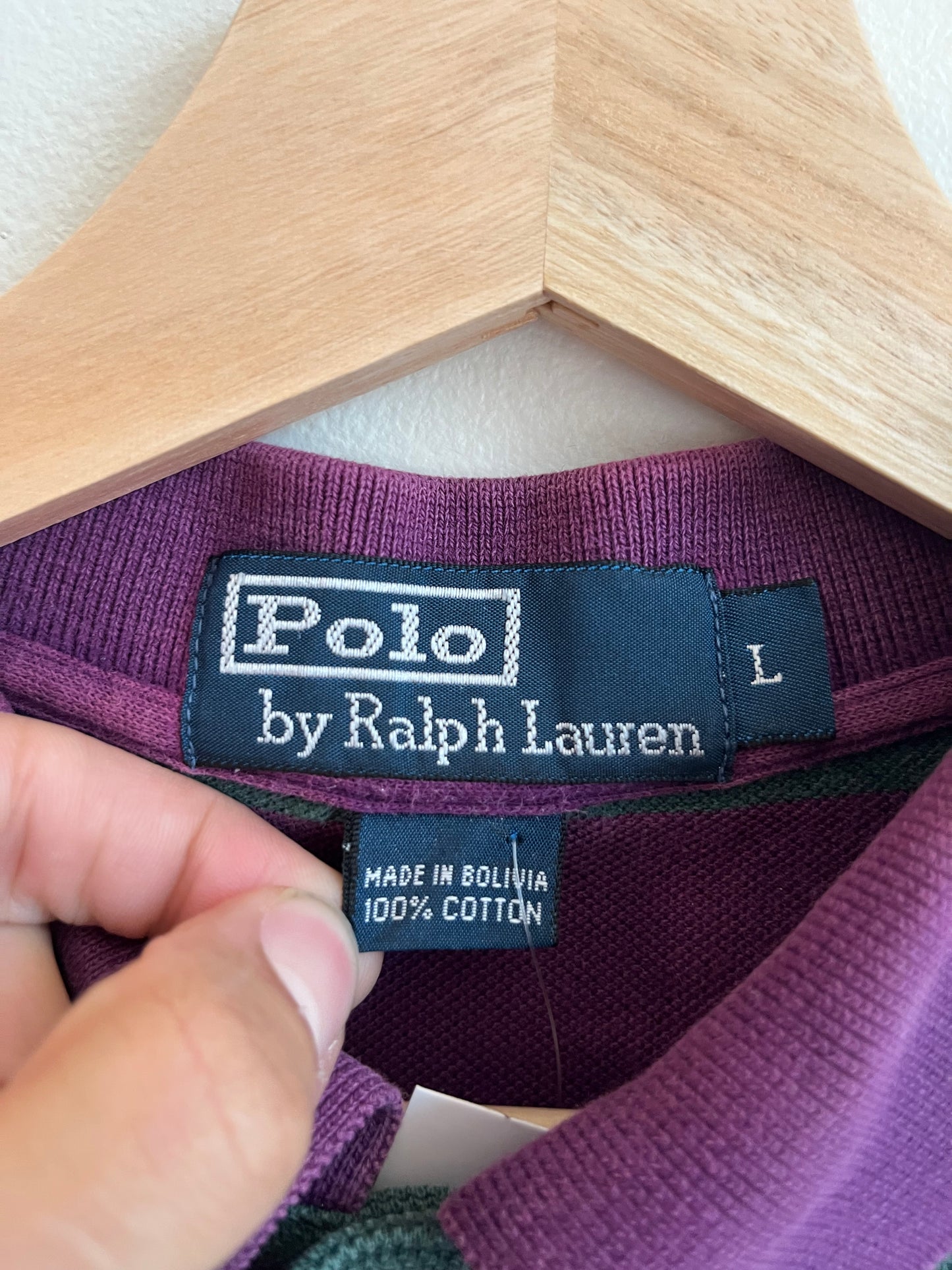00s Polo Ralph Lauren Striped Purple Shirt (L)