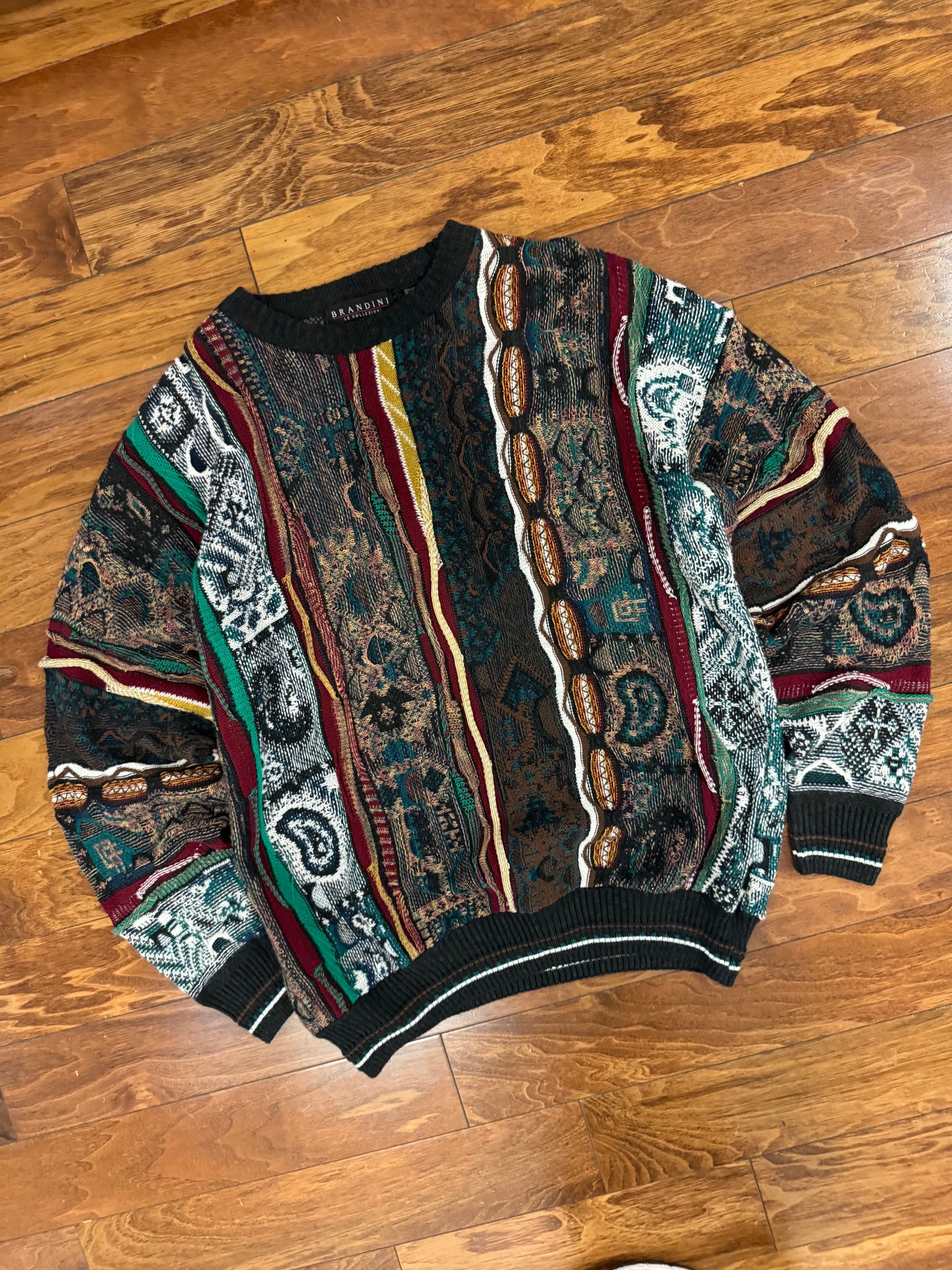 90s Brandini Multi Color 3D Knit Sweater (XL)