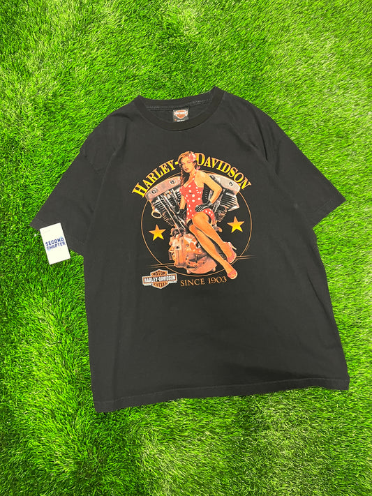 00s Harley Davidson Augusta Georgia Pin Up Girl Biker Tee (XL)