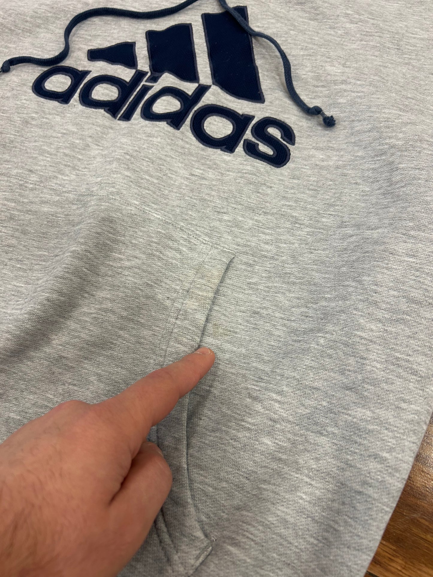 00s Adidas Embroidered Gray Hoodie (L)