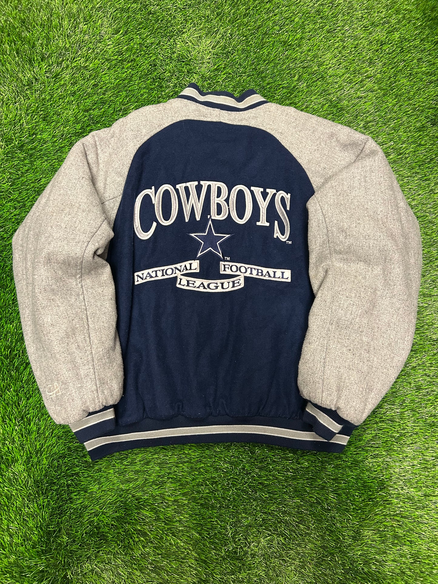 90s Dallas Cowboys Logo Athletic Two Tone Varsity Jacket (XL)