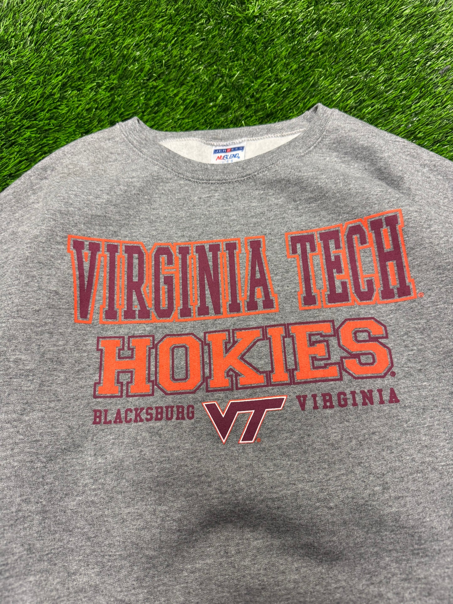 00s Virginia Tech University Jerzees Grey Crewneck (L)