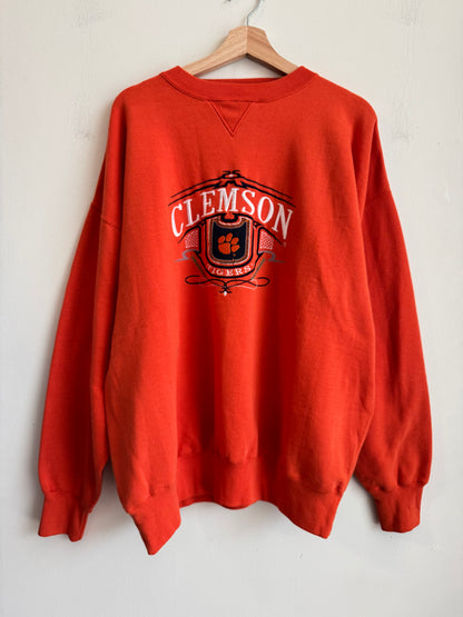 90s Clemson Embroidered Midwest Orange Crewneck (XL)