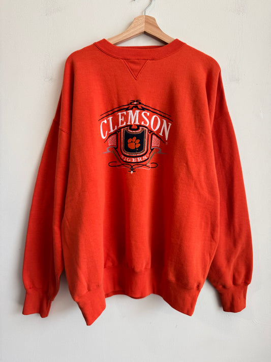 90s Clemson Embroidered Midwest Orange Crewneck (XL)