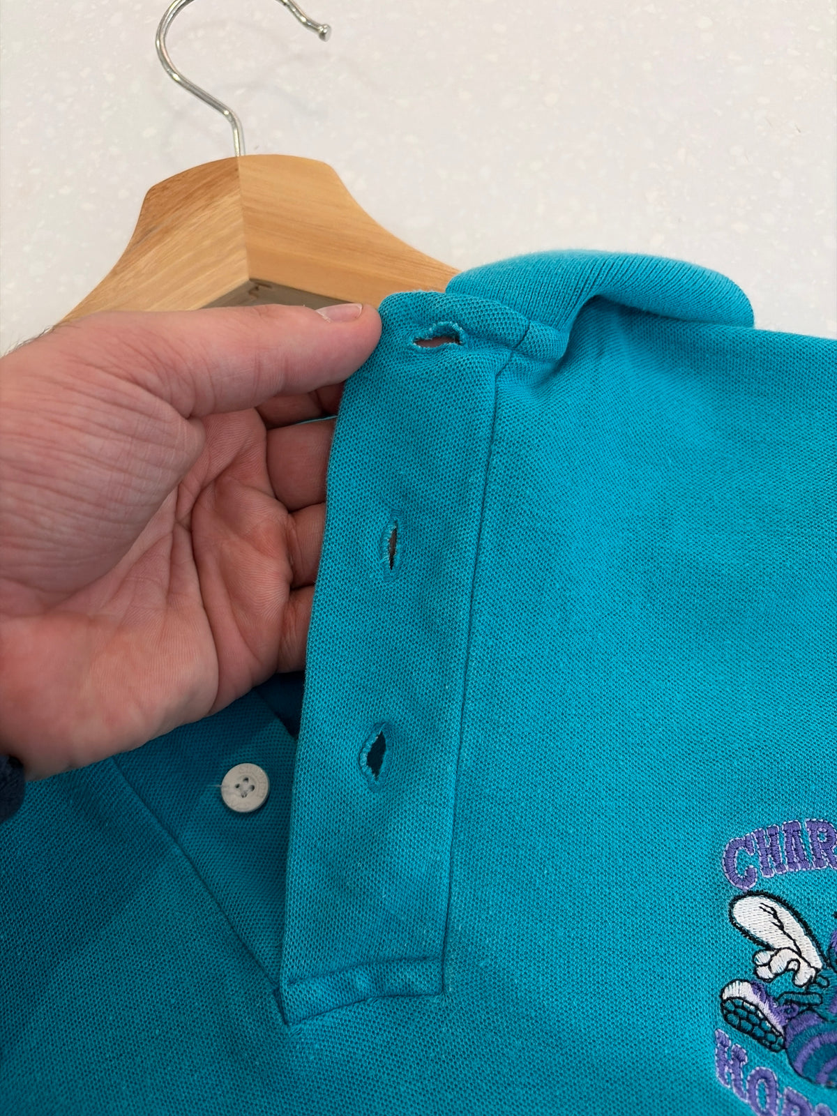 90s Charlotte Hornets Vintage Starter Boxy Polo Shirt (M)