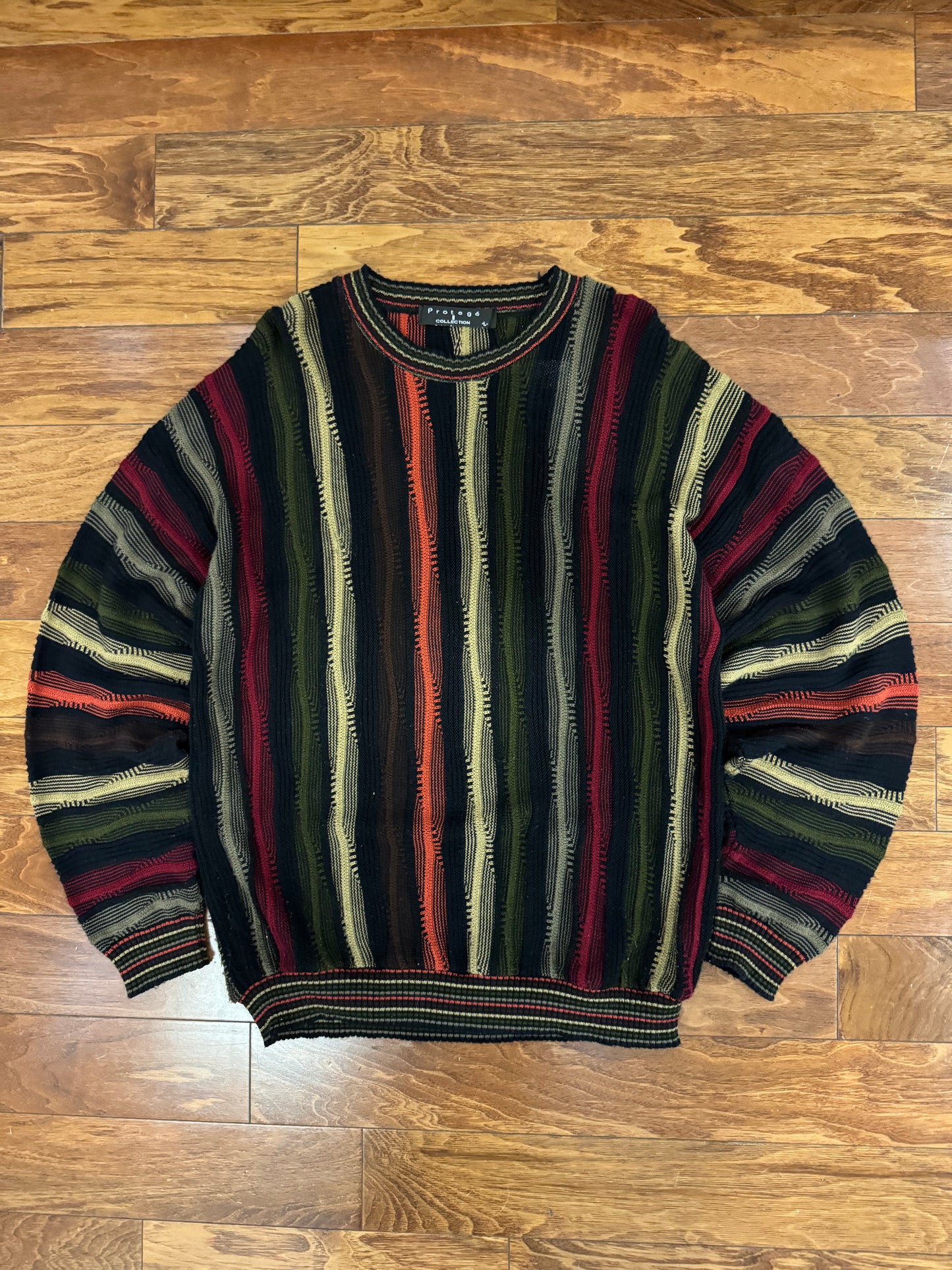 90s Protege 3D Knit Striped Sweater (L)