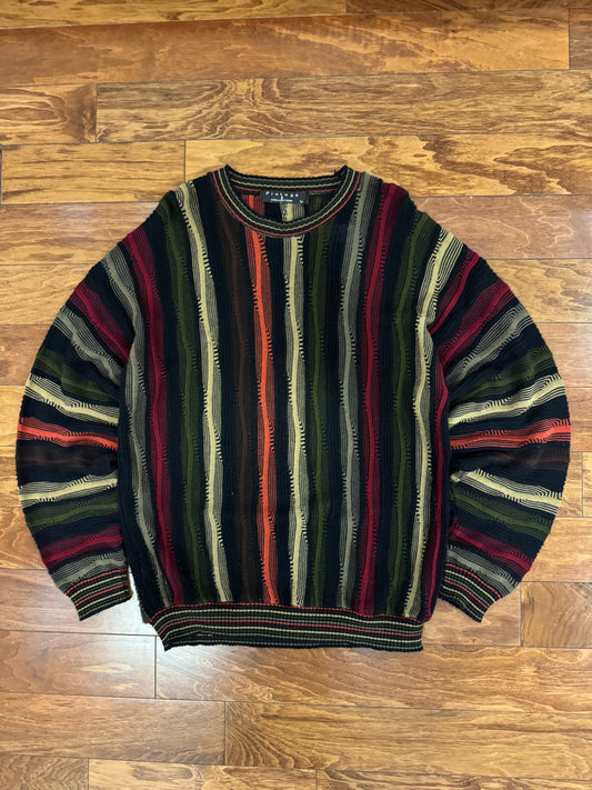 90s Protege 3D Knit Striped Sweater (L)