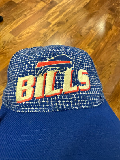 90s Buffalo Bills Logo Athletic Grid Spell Out Hat (OS)