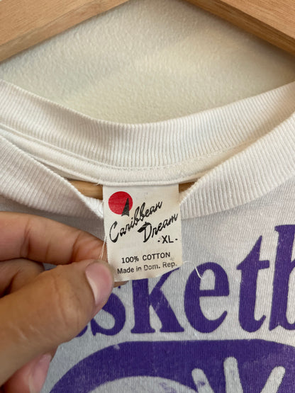 90s Charlotte Hornets Rare Single Stitch AOP Newspaper Tee (XL)