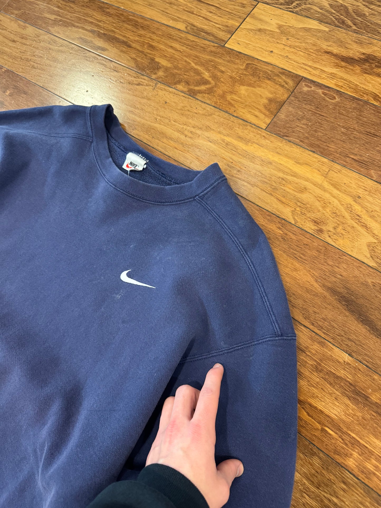 90s Nike Navy Essential Swoosh Crewneck (XL)