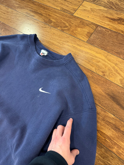 90s Nike Navy Essential Swoosh Crewneck (XL)