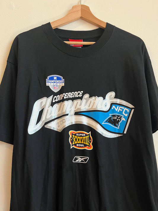 2003 Carolina Panthers NFC Champions Black Reebok Tee (M)