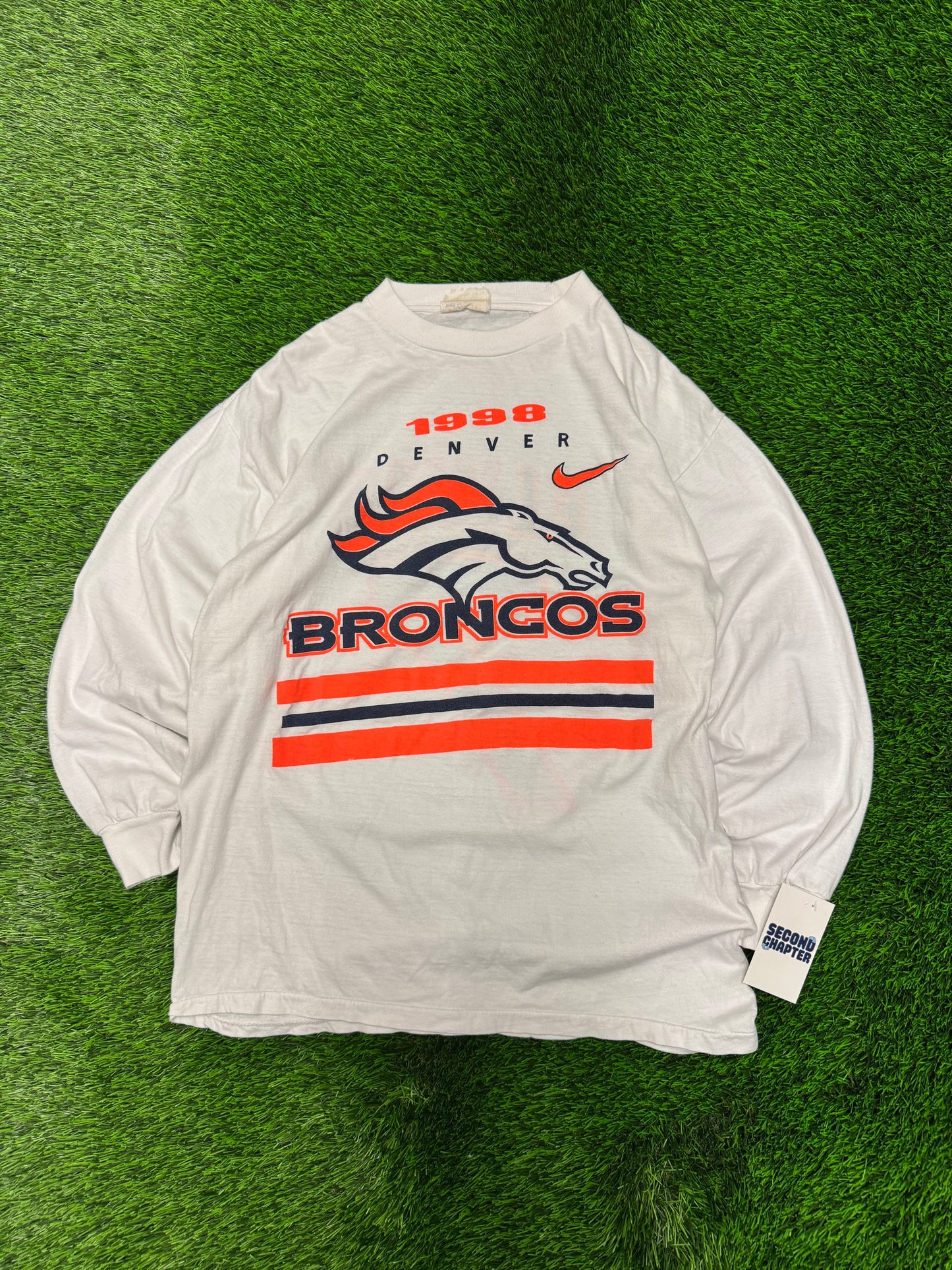 1998 Denver Broncos John Elway #7 Long Sleeve Shirt (L)