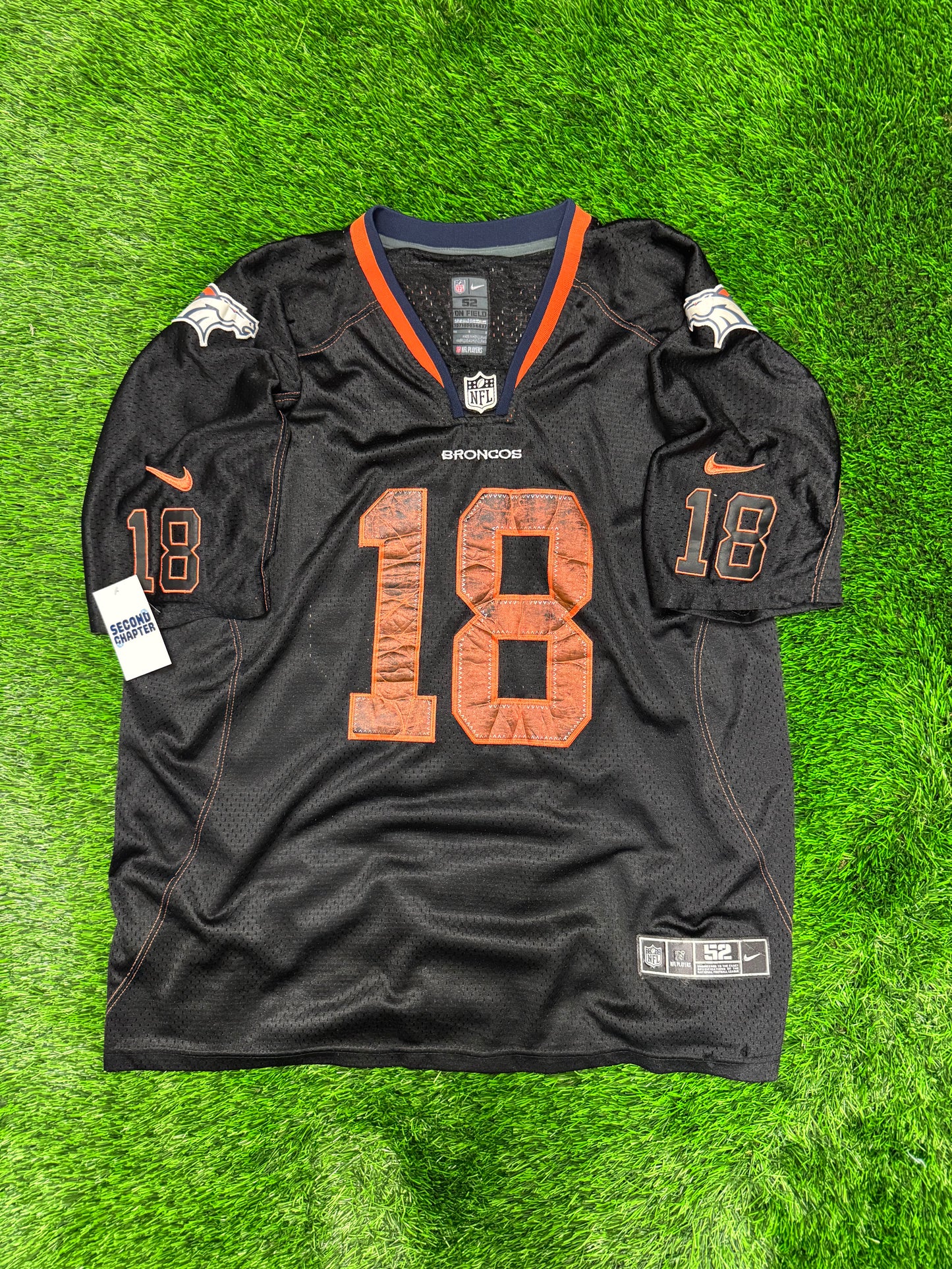 Denver Broncos Peyton Manning #18 Stitched Distressed Nike NFL Jersey (XL)