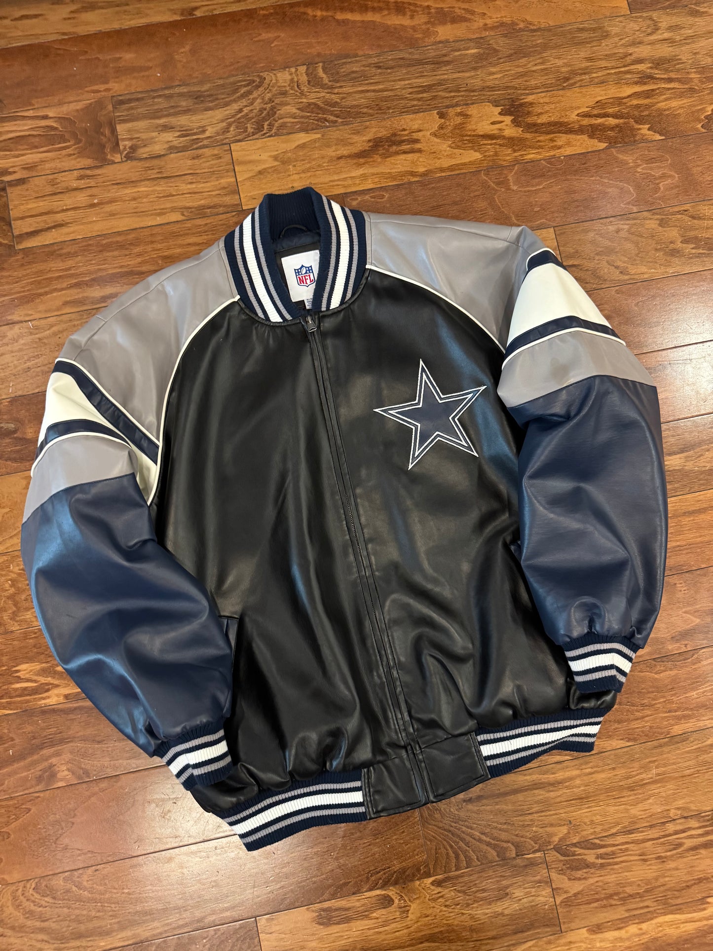 00s Dallas Cowboys Embroidered Leather Jacket (XL)