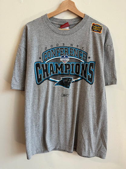 2003 Carolina Panthers NFC Champions NFL Reebok Grey Tee (L)