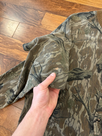 90s Camo Mossy Oak Button Down Faded Jacket (XXL)