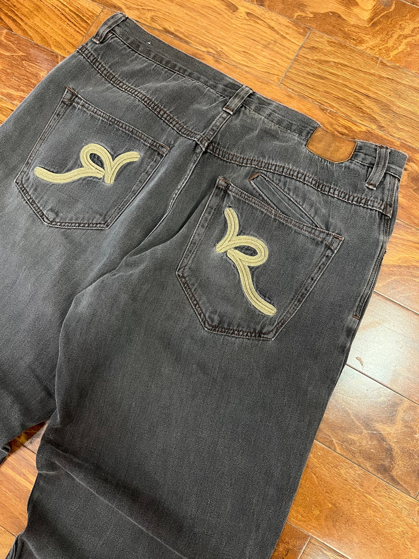 00s Rocawear Baggy Embroidered Black Jeans (40 x 33)