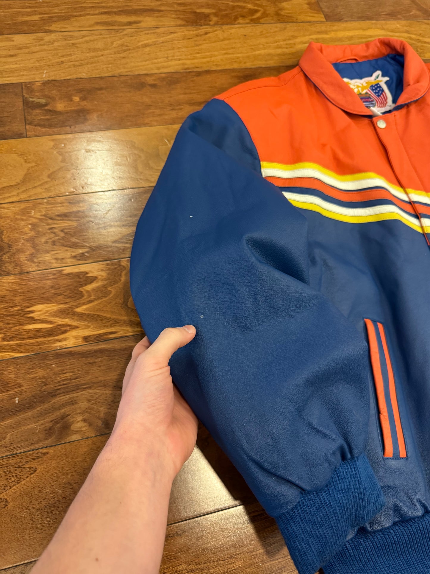 90s Tide Racing Downy Jeff Hamilton Nascar Leather Jacket (L)