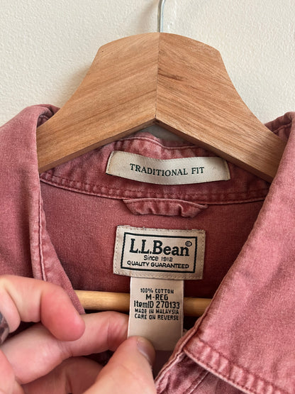 00s L.L Bean Salmon Button Up Essential Polo Shirt (M)