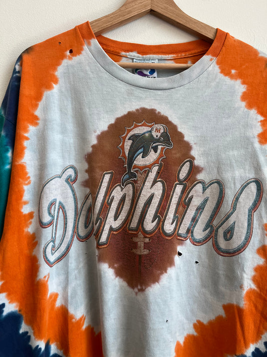 1990s Miami Dolphins Tie Dye Thrashed Tee (XL)